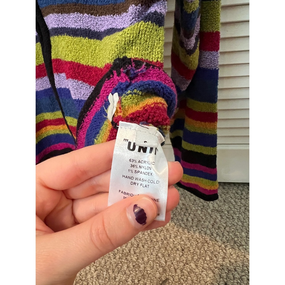 Unif Harmonic Sweater Full Zip Collared Multicolor Stripes Retro Size S - Picture 5 of 5